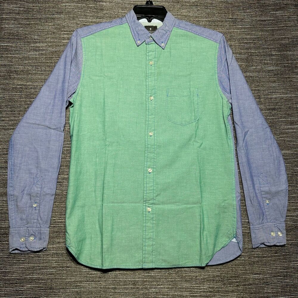 Hawkings McGill Button Up Shirt Men's S Green Blue Long Sleeve
